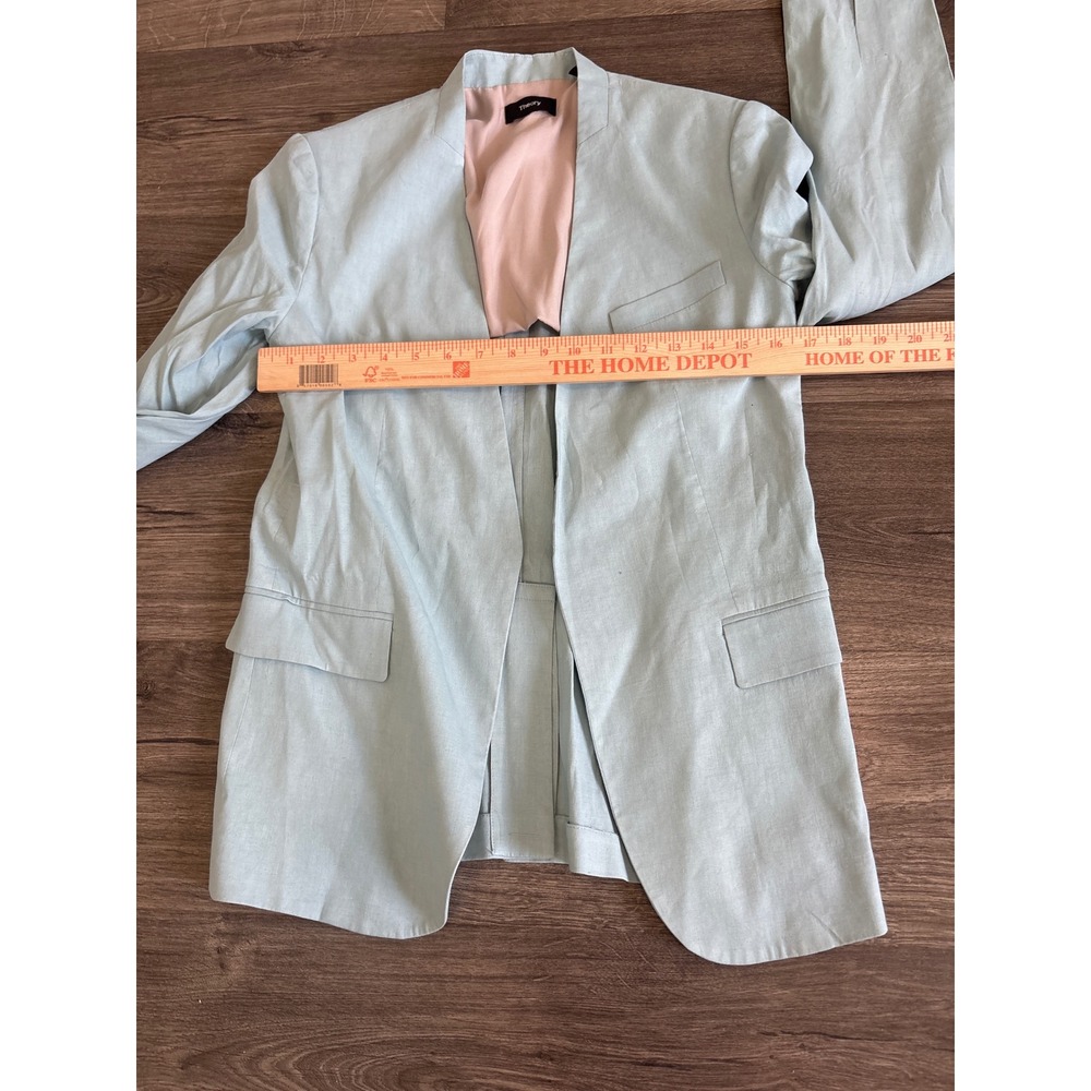 Theory Womens Linen Suit Set Seafoam Green Eco Crunch Jacket 6 Treeca Pants 6 - Picture 11 of 12